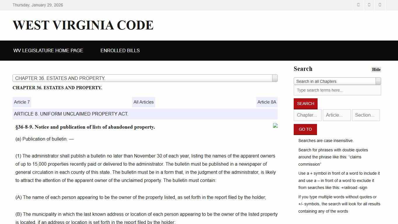 West Virginia Code §36-8-9